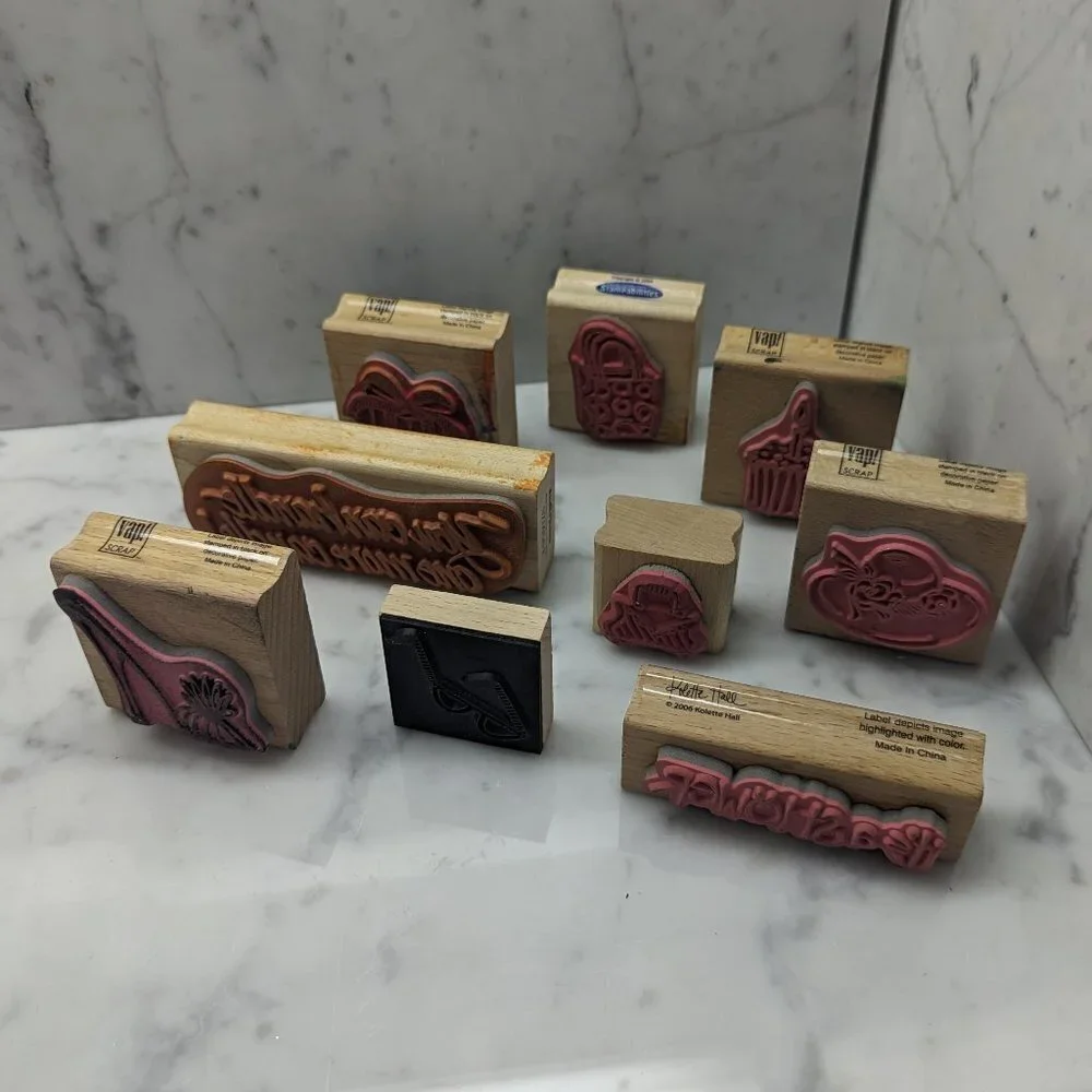 Bundle of 9 Rubber Stamps Mixed Brands Crafts Scrapbooking